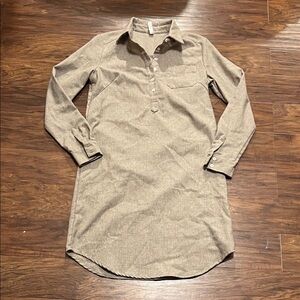 Wool Blend Long Sleeve Tan Dress